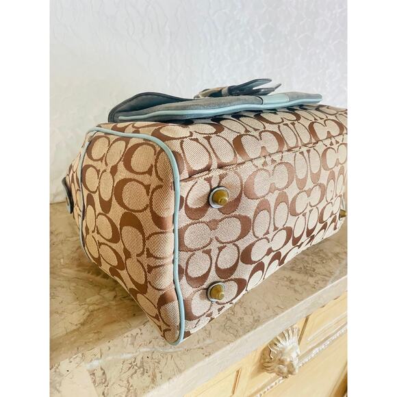 COACH 7064 brown and blue Boston satchel bag - Picture 12 of 14